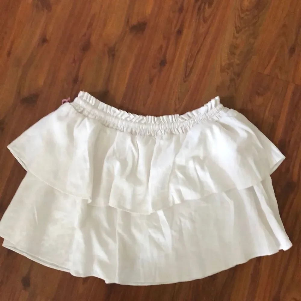 NWT Stoney Clover Target Linen rayon, tiered, mini skirt, white size L